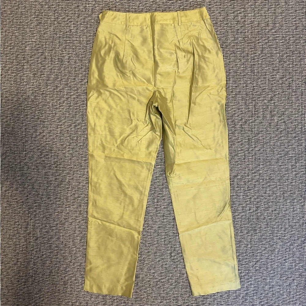 Banana Republic Silk-Blend Straight Leg Pants in Lemon Yellow